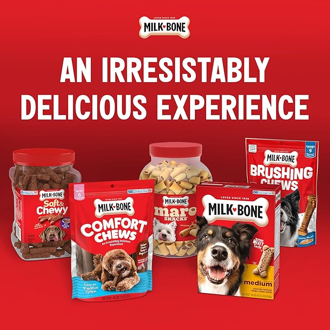 Milk-Bone Original Brushing Chews, 18 Mini Daily Dental Dog Treats (Pack of 5) Scrubbing Action Helps Clean Teeth