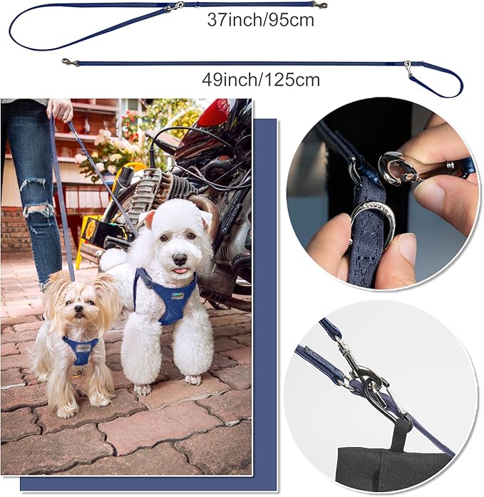 Puppytie No Pull Dog Harness with Multifunction Dog Leash,Soft Adjustable No Choke Escape Proof Pet Harness Vest for Medium Dogs,Glossy Sapphire Blue,M