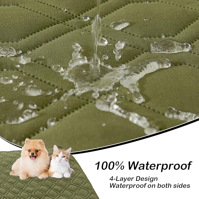 hyha Waterproof Dog Bed Blanket, Soft Pet Blankets, Waterproof Couch Cover for Dogs, Reversible Sofa Covers Washable for Furniture (30x53 Inch, Green/Navy Blue)