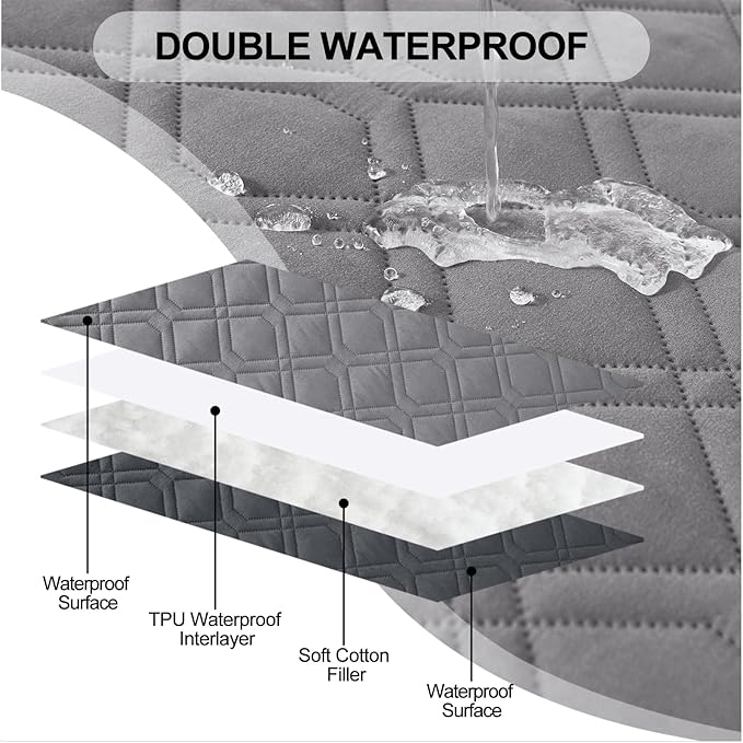 Smiry Waterproof Dog Blanket, 30x70 Inch Soft Pet Bed Cover Reversible, Washable Sofa Couch Furniture Protector for Small Medium Large Dog Puppy Cat, Geometric, Grey/Dark Grey