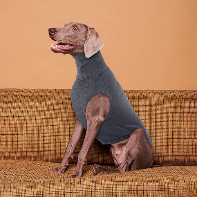 ROZKITCH Dog Sweaters Soft Fleece Pullover Sweatshirt Pajamas, Turtleneck Warm Pet Cold Weather Jacket Stretchy Vest Jumpsuit Apparel Outfit Clothes for Small Medium Large Dogs Walking Sleep Grey XL