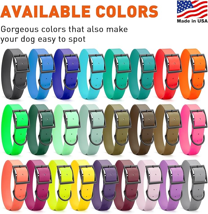 Dogline Biothane Coated Webbing Dog Collar with Black Metal Hardware: Durable Easy-Clean Everyday Collar for Dogs - Comfortable Adjustable Odor-Resistant Pet Collar, W1.5 x L20-24", Pastel Purple