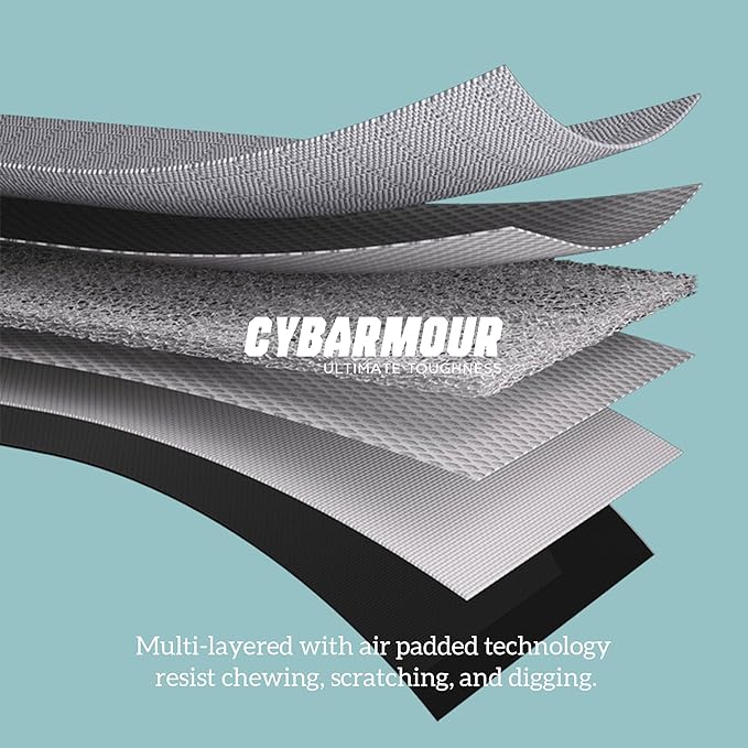 Cybarmour Chew Proof Dog Bed - Orthopedic Indestructible Dog Crate Pad - Outdoor Waterproof Kennel Mat for Aggressive Chewers - Large Breeds & Fits 42-Inch Crate - 41"x27", Limestone