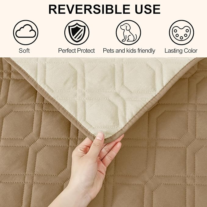 Smiry Waterproof Dog Blanket, 30x53 Inch Soft Pet Bed Cover Reversible, Washable Sofa Couch Furniture Protector for Small Medium Large Dog Puppy Cat, Geometric, Camel/Beige
