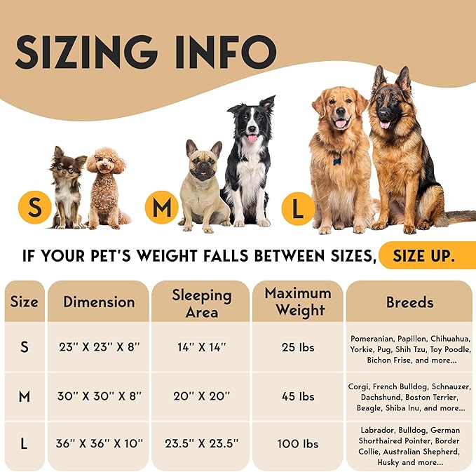 PetJett Calming Large Dog Bed - 36'' Donut Dog Beds, Anti-Slip & Washable Large Round Bed, Fluffy Faux Fur Pet Bed, Super Soft Anti-Anxiety Premium Comfort Bed, Fits Dogs up to 100 lbs - Beige
