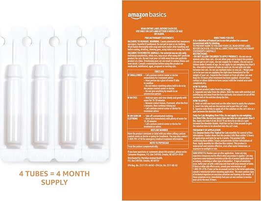 Amazon Basics PreventativeTopical Flea Treatment for Medium Cats (5-9 Pounds), 4 Count