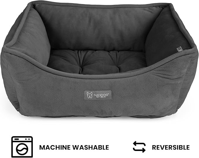 NANDOG The Signature Collection Reversible Bed in Pink Signature - Ultra Soft Micro Plush Fabric - Modern Design - Washable for Cats & Small/Medium Dogs