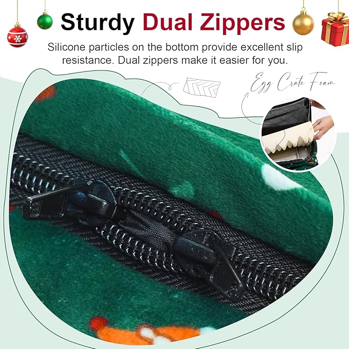 Large Dog Bed Orthopedic Washable: Christmas Pattern Big Dogs Beds with Bolster Puppy Sofa Couch Waterproof Removable Cover - Green