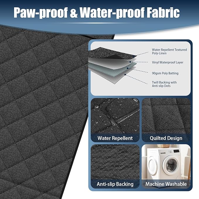 Large Back Seat Extender for Dogs, Paw-Proof & Waterproof Pet Seat Cover with Door Protection for Full-Size Crewcab Trucks, Dog Hammock Reinforced with Glass-Fiber Rods
