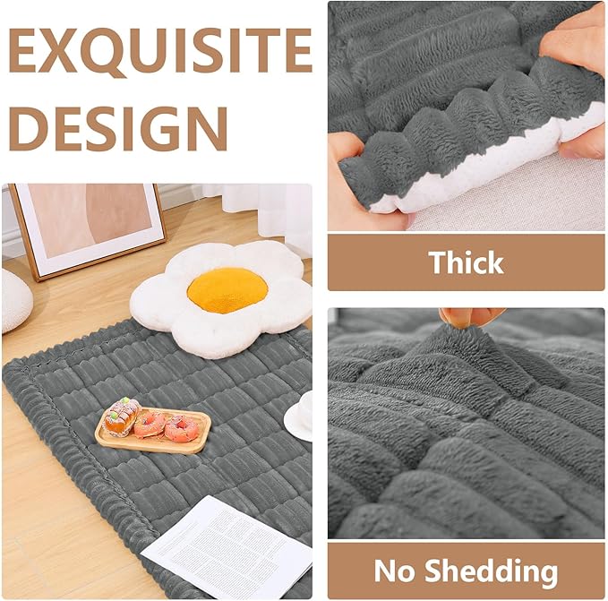 Smiry Couch Cover for Dogs Washable, Non Slip Fuzzy Pet Couch Covers for 3 Cushion Sofa Pet Friendly, Thick Soft Sofa Slipcovers Cushion Protector (Dark Grey, 27.6" x 27.6")