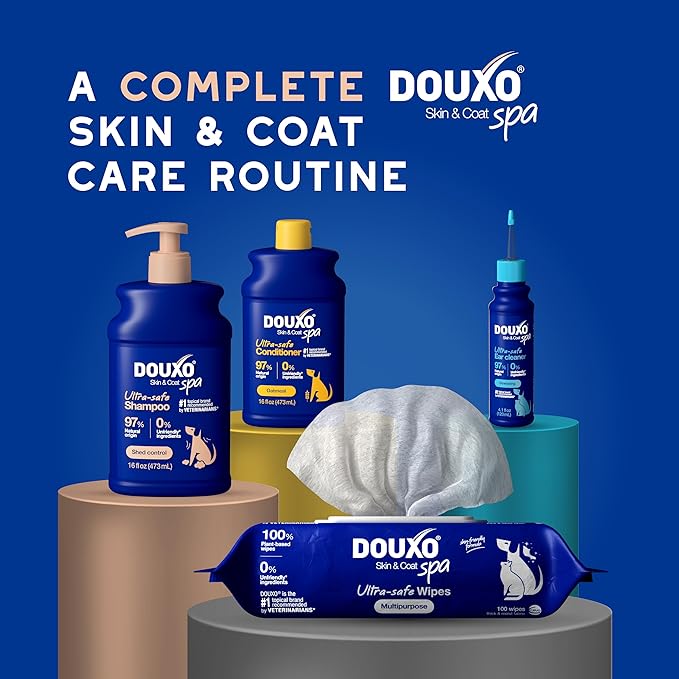 DOUXO® Skin & Coat SPA - Ultra-Safe Dog Shed Control Shampoo, 16 fl oz, Reduces Excessive Shedding, Cleans and Hydrates The Skin, Leaves The Coat Soft, Strengthened and Radiant, Skin-Friendly Formula
