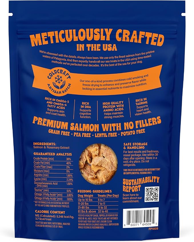 Finfare Freeze Dried Dog Treats, Salmon Nuggets, Protein & Omega-3s, Grain Free Salmon Dog Training Treats, Crafted in USA, 2oz
