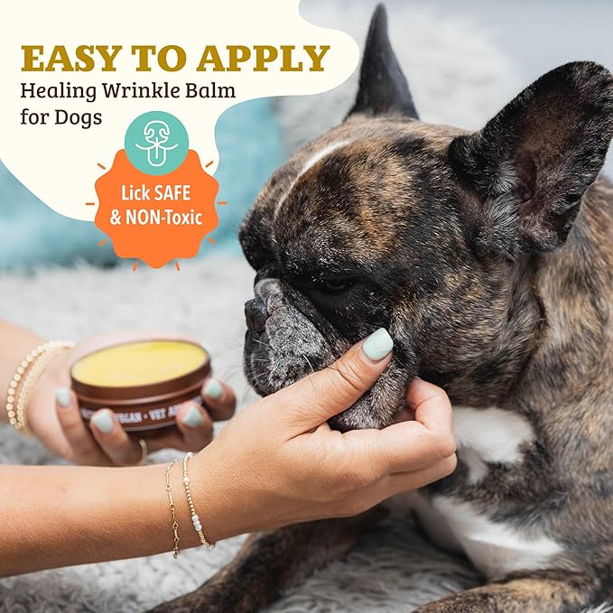 Natural Dog Company Wrinkle Balm for Dog Wrinkles (4oz Tin) All-Natural, Lick-Safe Dog Lotion for Dry Itchy Skin, French Bulldog Skin Care, Moisturizes & Cleans Wrinkle Folds, Plant-Based, Made in USA