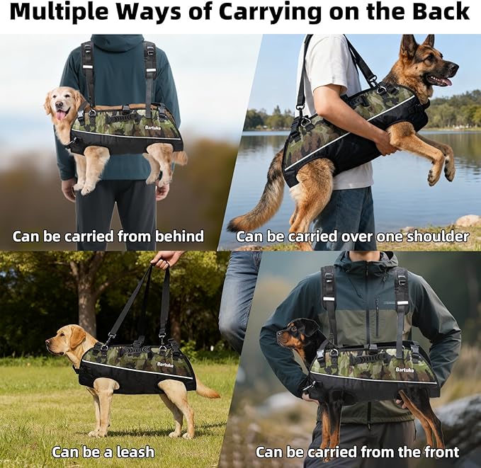 Dog Harness, Large No Pull Dog Vest Harnesses with Removable Shoulder Straps, Leash, Reflective, Working Training Easy Control Service Dog Harnesses for Medium Sized Dog, Camo (M)