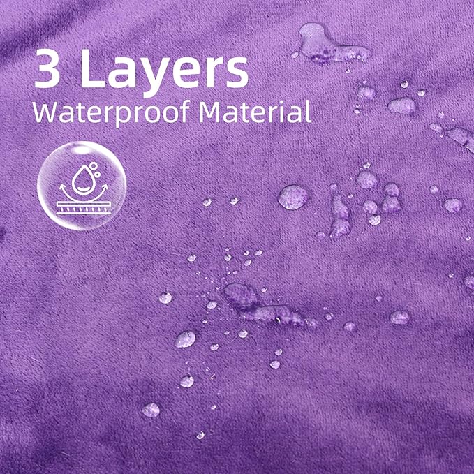Waterproof Dog Blanket for Couch,Pee Proof Pet Blanket with 3-Layer Protection,Reversible Sherpa & Flannel Furniture Protector for Sofa Bed Car,Gifts for Cat Dog Lovers Christmas,60"x80",Purple