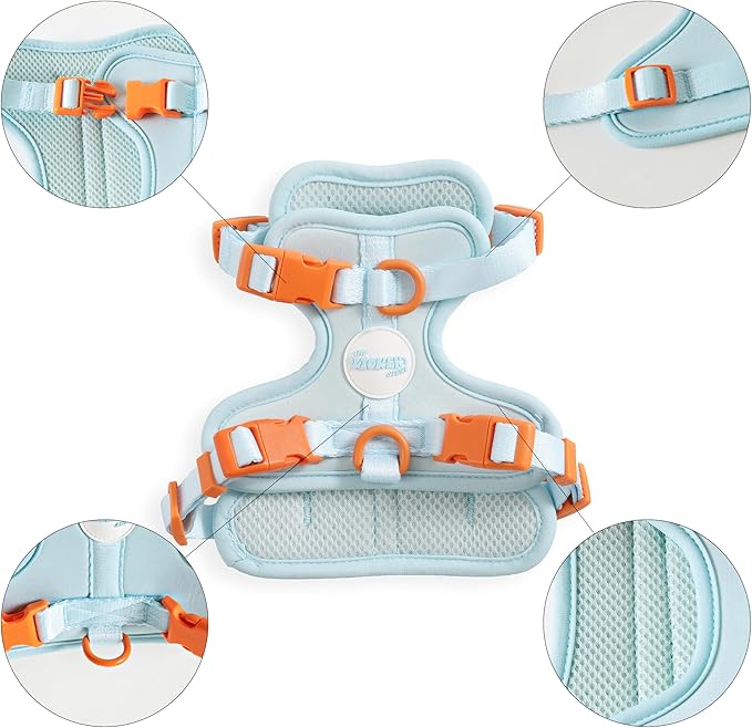 HNS1000D Arlo Extra Small Adjustable Soft Padded No Pull Pet Harness with 3 Buckles and 3 Leash Clips, Fishbowl