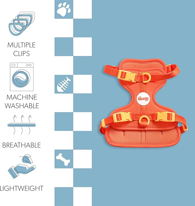 HNS1001A Arlo Small Adjustable Soft Padded No Pull Pet Harness with 3 Buckles and 3 Leash Clips, Aperol