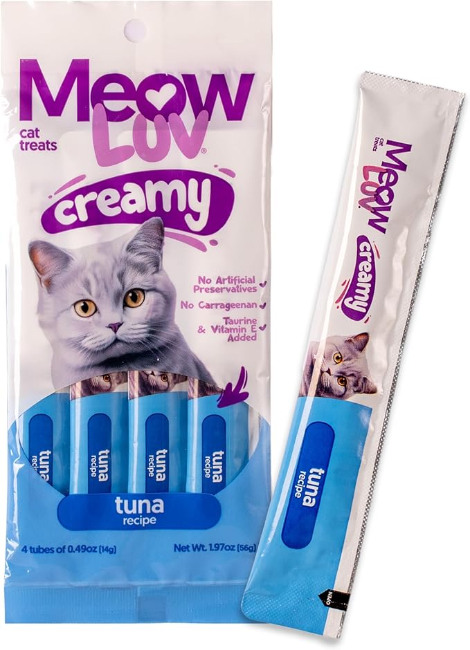 Ultra Chewy Meow Luv Tuna Recipe Lickable Cat Treats - Delicious Squeezable Cat Treats - Carrageenan Free - No Artificial Preservatives - Irresistible Snack - 0.5 Ounce Tubes (Pack of 5)
