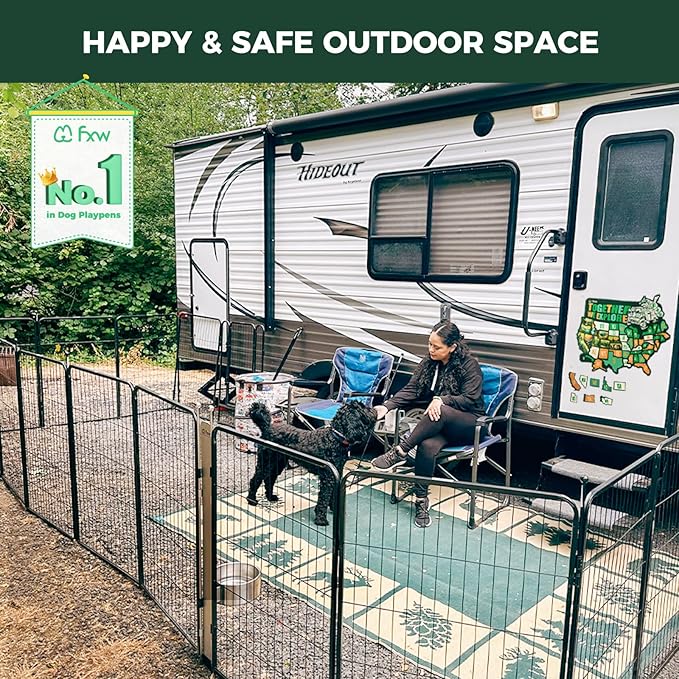 FXW Instant Unleashed Dog Playpen, Portable Pet Fence for Outdoor, RV Trips, and Camping, 24inch, 16 Panels for Puppy and Small Dogs│Patented