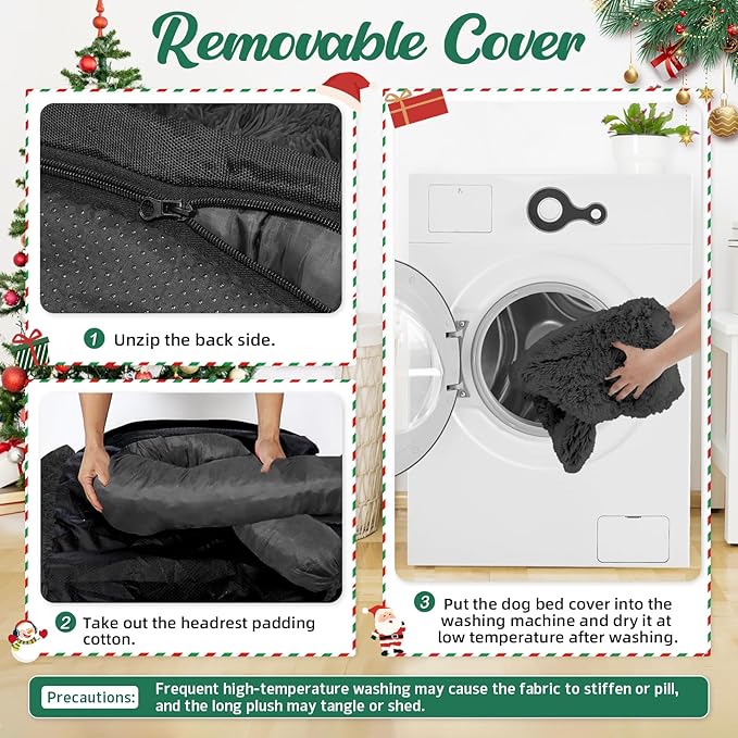 GGIB Calming Dog Bed Christmas Throw Blanket Fluffy Plush Dog Mat Furniture Protector Decoration Holiday Throw for Sofa Couch Cover for Large Medium Small Dogs Cats (Medium, Dark Grey)