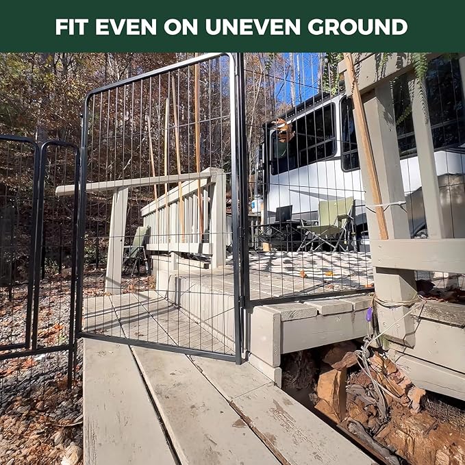 FXW Instant Unleashed Dog Playpen, Portable Pet Fence for Outdoor, RV Trips, and Camping, 45 inch, 24 Panels for Large Dogs with 7' x 9' RV Mat│Patented
