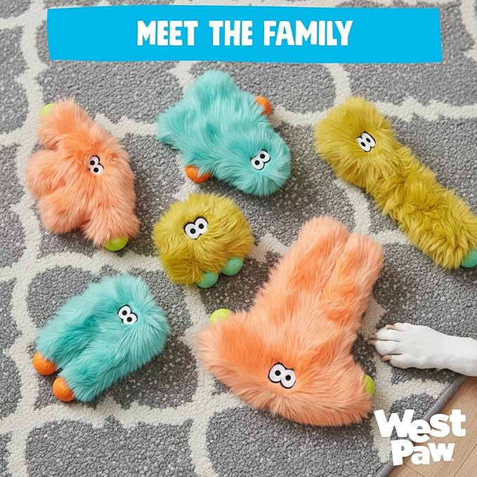 WEST PAW Rowdies Rolf Durable Plush Dog Toy with HardyTex Reinforced Seams Engaging Squeaker with Soft Cuddly Exterior Hand Sewn and Finished in Bozeman Montana for Dogs - Citrus