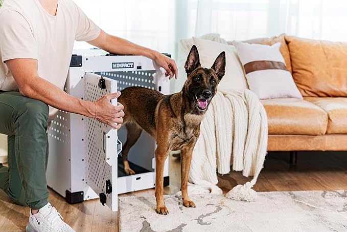 Impact Indestructible High Anxiety Crate for Intermediate Dogs - Heavy Duty Escape Proof Indoor Dog Kennel with Powder-Coated Aluminum - Ideal for Escape Artists (Black, 34" (34.5" L x 23" W x 29" H)