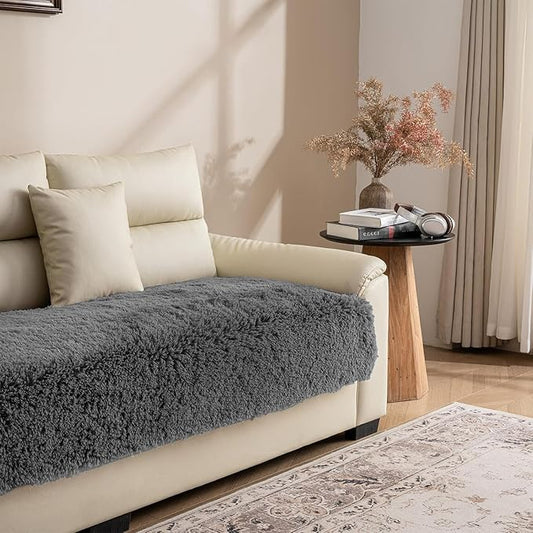 Dogs/Cats Bed Mats, Dog Pad Washable Removable Couch Cover with Anti-Slip Back, Plush Long Fur Mat, Perfect for Small, Medium and Large Dogs.(Dark Gray, 30"x80")