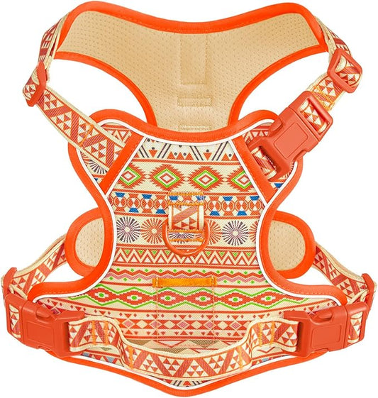 Dog Vest Harness for Medium Sized Dogs, No Pull Harness with 2 Metal Leash Clips, Easy On/Off with Neck Buckle, Adjustable Reflective Oxford Dog Vest with Easy Control Handle, French Bulldog