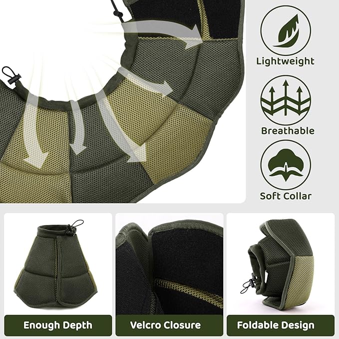 SUNFURA Dog Cone - Soft Cone for Dogs to Stop Licking, Pet E-Collar Alternative After Surgery, Adjustable Pet Recovery Collar for Wound Healing, Army Green Small