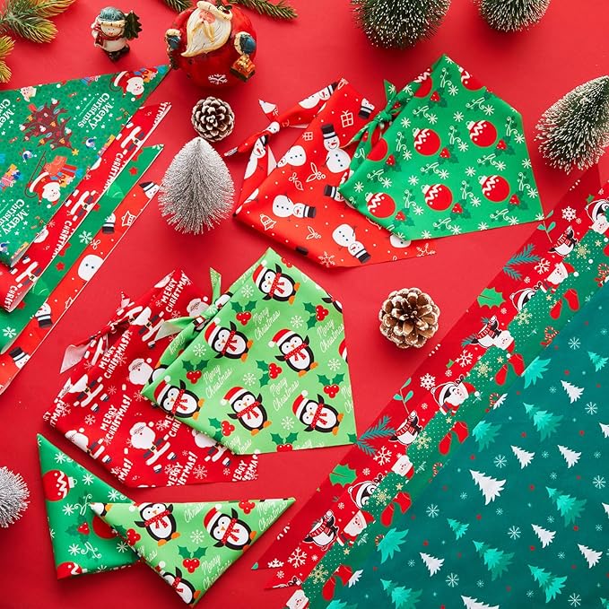 Preboun 100 Pcs Christmas Dog Bandanas Bulk Xmas Bandanas for Dogs Triangle Kerchief Bibs Scarf for Pet Xmas Costume Photo Props Accessories Pet Shops Adoption Events, 25 Styles(31.5 x 21.7 x 21.7)
