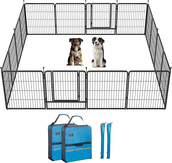 FXW Instant Unleashed Dog Playpen, Portable Pet Fence for Outdoor, RV Trips, and Camping, 32 inch, 16 Panels for Small and Medium Dogs with Playpen Storage Bag (2 Pack)│Patented