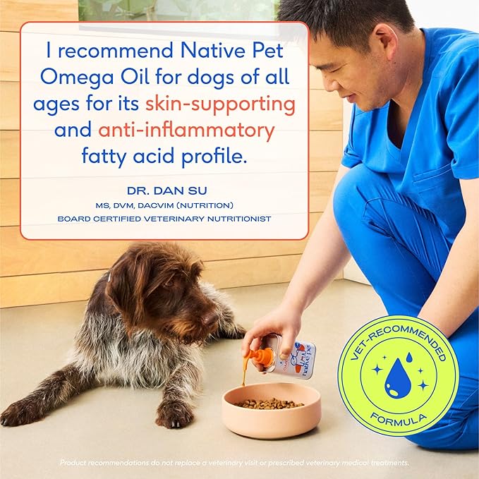 Native Pet Omega 3 Fish Oil for Dogs & Cats - Promotes Healthy Skin, Shiny Coat, & Strong Joints - Made with Wild Alaskan Salmon Oil for Dogs – Tasty, Fast-Absorbing Omega 3 6 9 Liquid Supplement-16oz