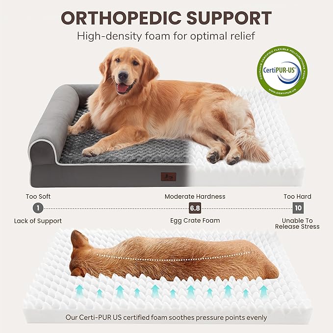 Large Dog Beds Large Sized Dogs, Orthopedic XXL XL Dog Bed for Medium Size Dogs, Big Waterproof Couch Sofa with Removable Washable Cover for Pet, Dark Grey, 45"*35"*7"