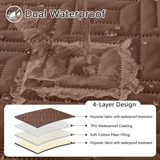 hyha Waterproof Dog Blanket, Soft Dog Bed Cover Pet Blankets, Waterproof Sofa Couch Cover for Dogs Washable, Reversible Pet Couch Covers for Sofa Furniture (40x70 Inch, Brown/Beige)