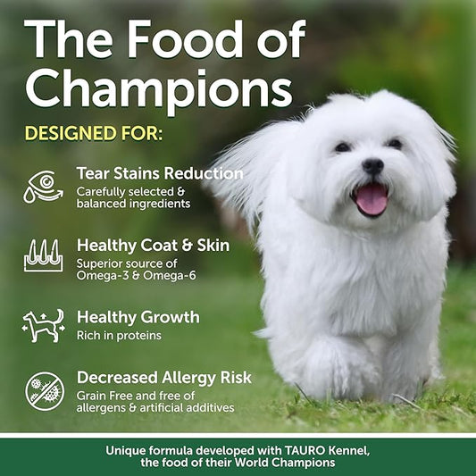 Nature's Protection Dry Dog Food for Small Breed - High Protein, Grain-Free Tear Stain Dog Kibble for White & Light Coated Adult Dogs (Superior Care - Salmon, 22 lb)