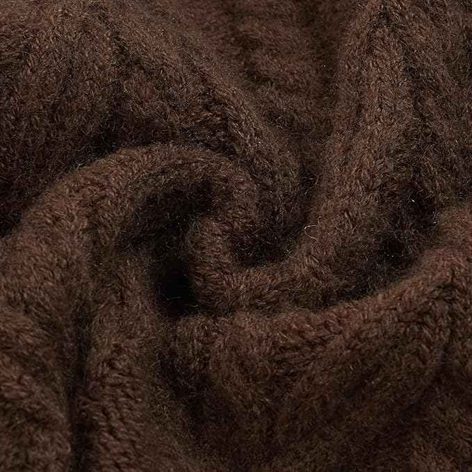 FUAMEY Dog Sweaters for Large Dogs,Cold Weather Dog Knitwear,Thick Warm Dogs Turtleneck,Pet Pullover Cable Sweater,Pets Winter Clothes for French Bulldog,Boston Terrier, Corgi Brown L