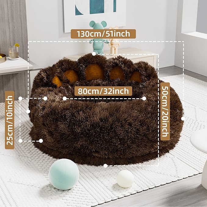 Cute Dog Bed Medium Size Dogs Beds Couch Pet Bed with Washable Removable Cover Egg Crate Foam Waterproof Orthopedic Dog Beds(Khaki,L)