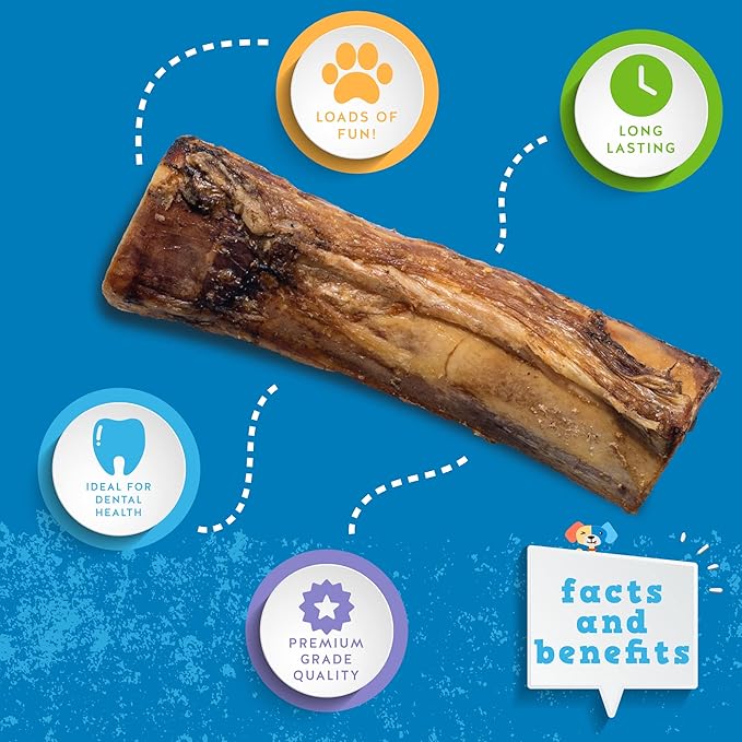 Jack&Pup Marrow Bones for Dogs, Long Lasting Dog Bones for Large Dogs, 6" Marrow Bone, Natural Beef Bone (3 Pack)