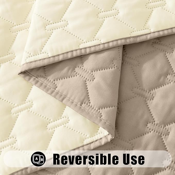 Smiry Waterproof Dog Bed Cover Blanket, Soft Reversible Pet Blanket, Washable Leakproof Cats Dogs Couch Cover for Sofa, Couch, Furniture, Plaid (82x102 Inch, Taupe/Beige)