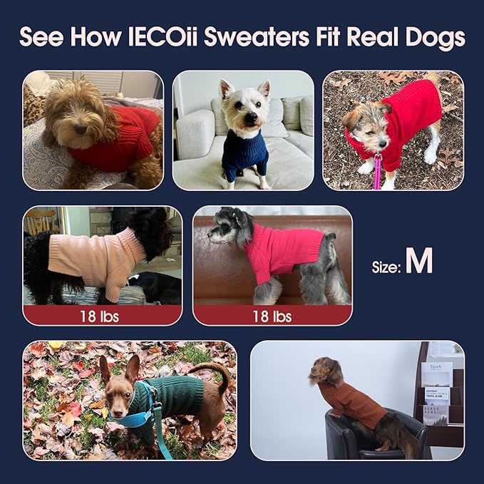 IECOii Dachshund Sweater,Turtleneck Dog Sweater for Small Medium Dogs Girl Boy,Stretchy & Breathable,Warm Knitted Pullover Coat,High Neck Knitwear for Cold Weather Indoor & Outdoor Wear (Caramel, M)