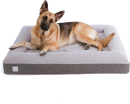 Luxury Essential Orthopedic Memory Foam Dog Bed with Waterproof Liner and Machine Washable Cover with YKK Zippers (Large 45" L x 36" W x 7" Th)