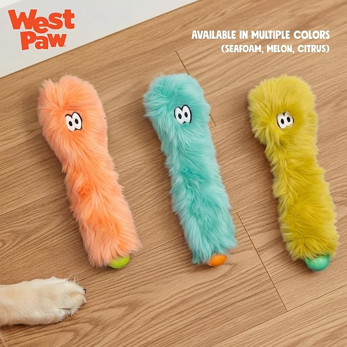 WEST PAW Rowdies Rolf Durable Plush Dog Toy with HardyTex Reinforced Seams Engaging Squeaker with Soft Cuddly Exterior Hand Sewn and Finished in Bozeman Montana for Dogs - Citrus