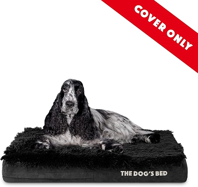 The Dog's Bed Replacement Outer Cover ONLY (Outer Cover ONLY - NO Bed, NO Waterproof Inner) for The Dog's Bed, Washable Fabric, Medium 3 Inches (Black Fur)