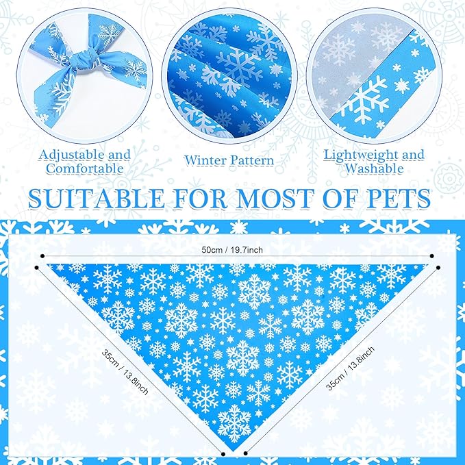 Abbylike 100 Pcs Winter Dog Bandanas Bulk Snowflake Bandanas for Dogs Triangle Kerchief Bibs Scarf Set for Pet Xmas Costume Photo Props Accessories Pet Shops Groomer, 25 Styles (19.7 x 13.8 x 13.8)