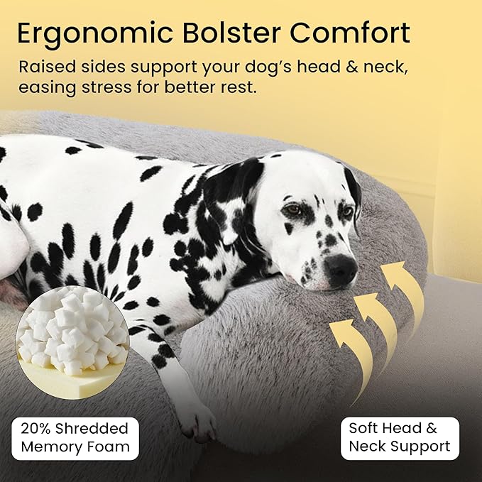 Codi Large Calming Dog Bed for Couch – Anti-Anxiety Sofa Protector Mat for XL Dogs, 45''x37''x6'', Machine Washable, Fluffy & Cozy with Non-Slip Bottom, Light Grey