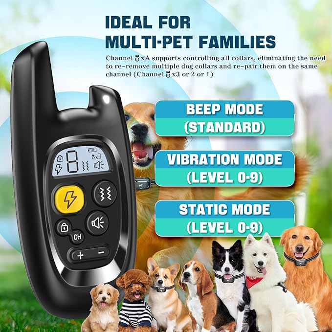 Dog Shock Collar for 2 Dogs - [2025 Newly Upgraded] Dog Training Collar with Remote,Rechargeable E-Collars Waterproof Collars with Unique Shock-Lock Keypad for Large Medium Small Dogs All Breeds