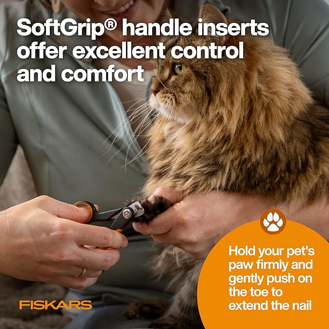 Fiskars Pet Small Pet Nail Clippers, Cat and Dog Nail Clippers, Precision Stainless Steel Blades & SoftGrip Handle, 4.25”, Orange/Black