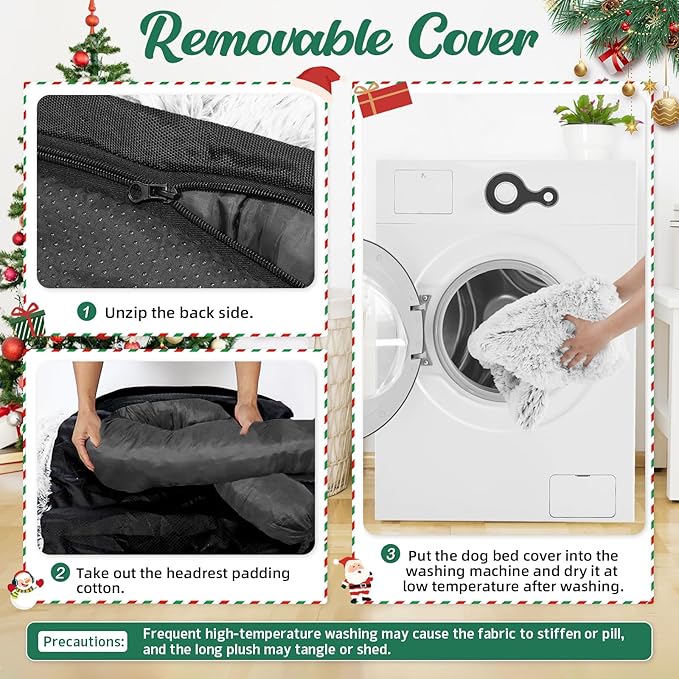 GGIB Calming Dog Bed Christmas Throw Blanket Fluffy Plush Dog Mat for Furniture Protector Decoration Holiday Throw Sofa Couch Cover for Large Medium Small Dogs Cats (Medium, Light Grey)