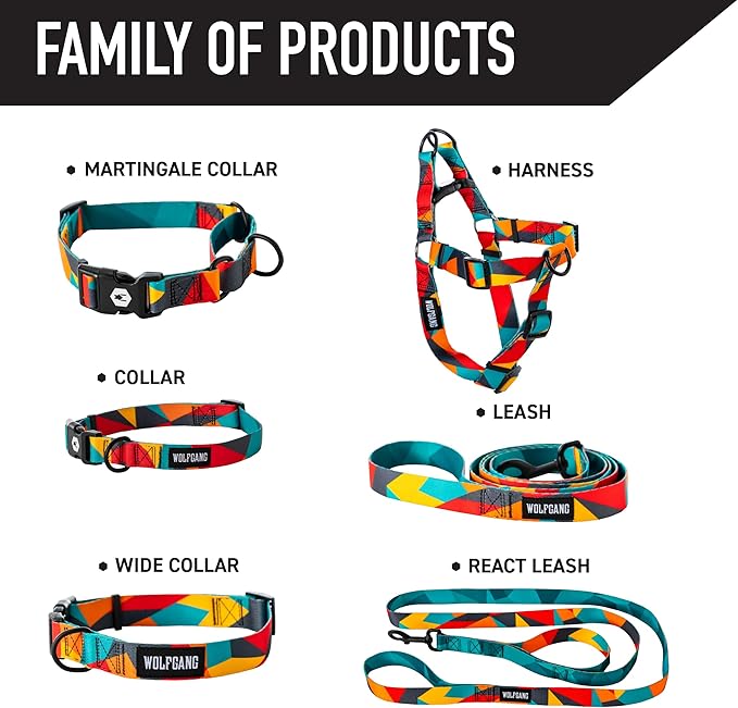 Wolfgang Heavy Duty Adjustable Dog Harness, Pull-Tested to Over 800 lbs for Walking & Training, ShatterShapes Print, Extra Large